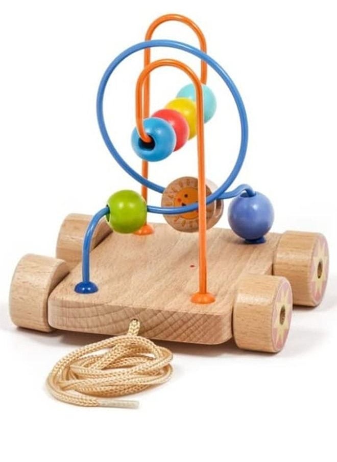 BAYBEE Wooden Beads Maze Roller Coaster Puzzle Toys For Kids Wooden Pull Along Toy With Wheels Rolling Beads Learning Preschool Activity Center Educational Toy For Boys Girls 1+Years  - Image 3