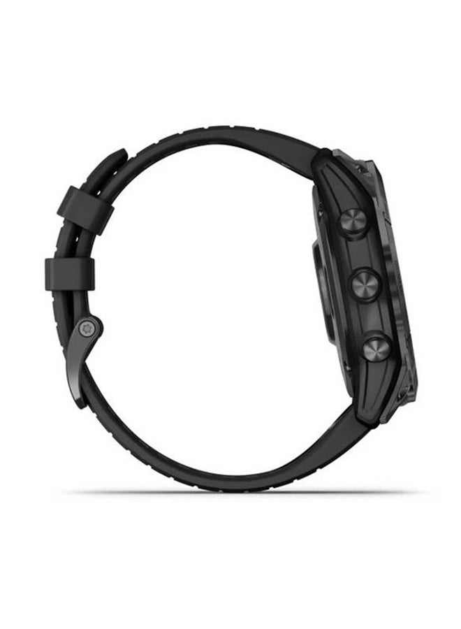 جارمين Fenix 7X Pro Sapphire Solar Edition بلون رمادي كربوني DLC تيتانيوم مع حزام أسود - Image 2