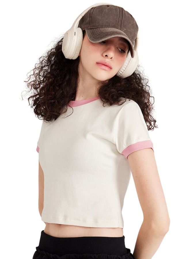 Mei Stylish Womens Crew Neck Short Sleeve Plain Crop Top T-shirt - Image 4