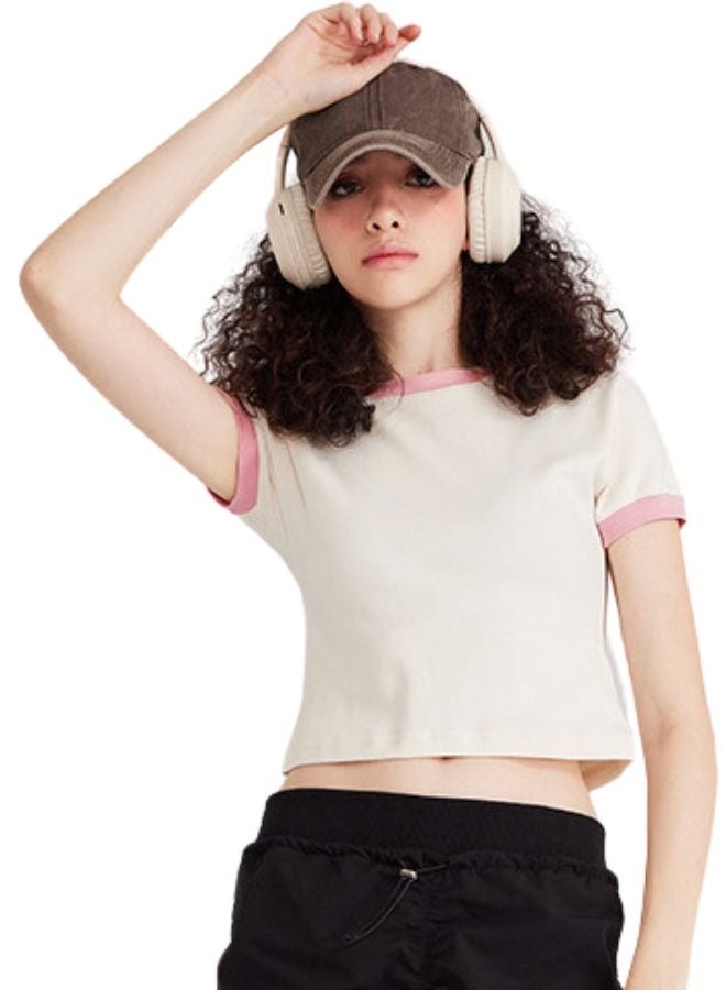 Mei Stylish Womens Crew Neck Short Sleeve Plain Crop Top T-shirt - Image 5
