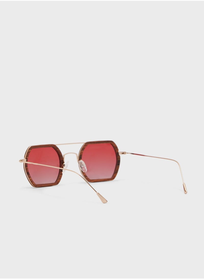 Turtle Feet Company - Wooden Hectagon Sunglasses - Image 1