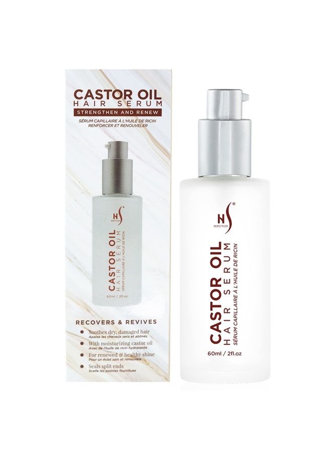 HerStyler Castor Oil Hair Serum for Hair Growth - Hair Shine Serum with Vitamin E - Hair Growth Serum - Argan Oil Hair Serum for Frizzy Hair - Vitamin E Hair Serum for Silky Hair - Image 1