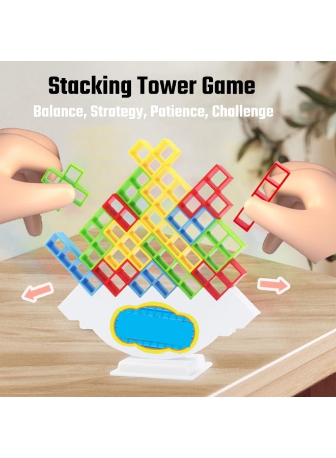 Halamodo 64 قطعة لعبة برج مونتيسوري لالتقاطع، مع 22 بطاقة، لعبة بناء كتل لالتقاطع، لعبة توازن كبيرة للعب بالتدحرج للأطفال، لعبة عائلية للأطفال والكبار، هدية مثالية للبنات والبنين في سن المراهقة - Image 3