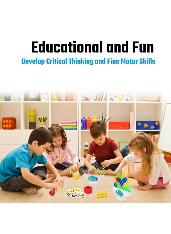 Halamodo 64 قطعة لعبة برج مونتيسوري لالتقاطع، مع 22 بطاقة، لعبة بناء كتل لالتقاطع، لعبة توازن كبيرة للعب بالتدحرج للأطفال، لعبة عائلية للأطفال والكبار، هدية مثالية للبنات والبنين في سن المراهقة - Image 4