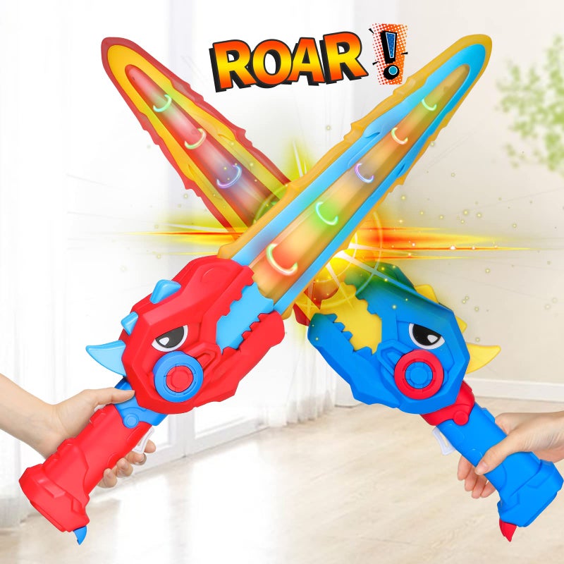 YOOYID 2 Pack Toy Swords for Kids 19.5 Inches, Plastic Light Up Sword with Led Lights and Sounds, Play Swords for Kids, Espadas De Juguete, Pretend Play Interactive Game, Halloween Costume Accessories - Image 4