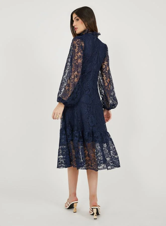 Styli Lace High-Neck Dress