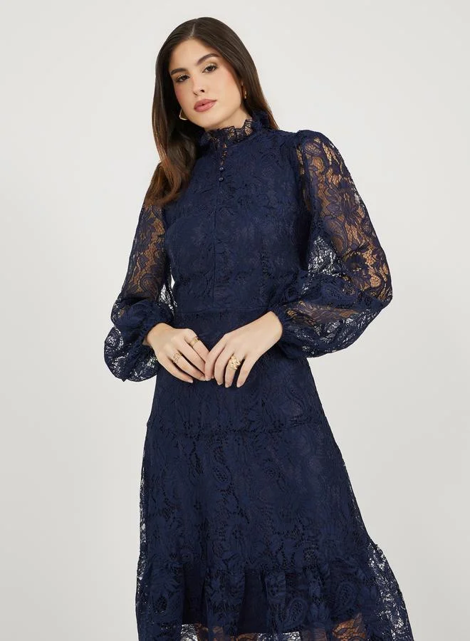 Styli Lace High-Neck Dress