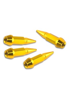 Generic 4 Pack Gold Spiked Aluminum Tire Valve Caps Stylish Dustproof Car Accessories Fits Most Vehicles  - Image 1