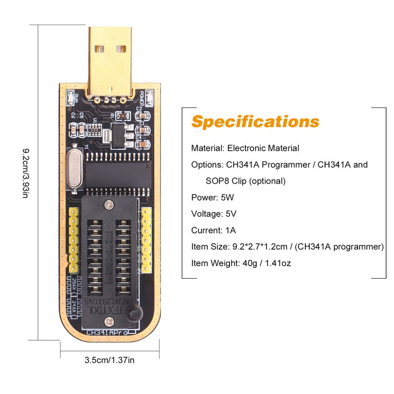 مبرمج USB CH341A مُقلب BIOS EEPROM دوائر منطقية قابلة للبرمجة مع مقبس فلاش SOP8 مناسب لشريحة سلسلة 24/25 - Image 2