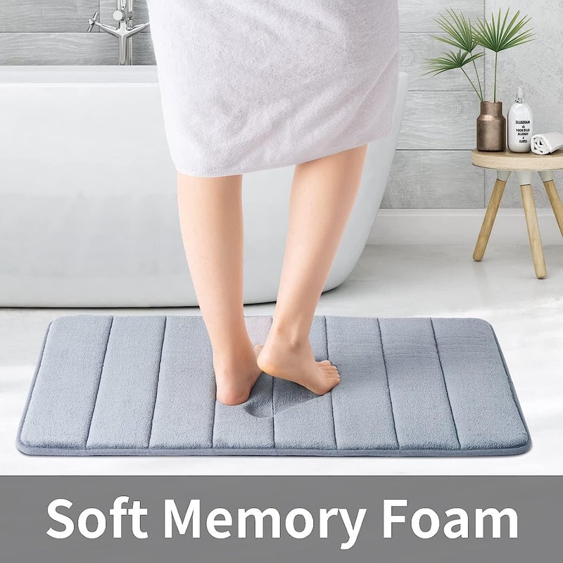 JOLYMIT Memory Foam Water Absorbent Mats Big Size Anti Slip Water Soaking Bath Mat for Rug Carpet Soft Comfortable to Wash 1 Pcs 40 X 60 CmGrey - Image 2