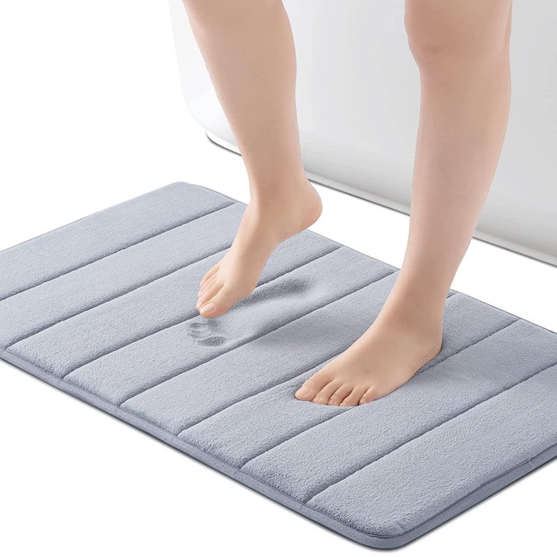 JOLYMIT Memory Foam Water Absorbent Mats Big Size Anti Slip Water Soaking Bath Mat for Rug Carpet Soft Comfortable to Wash 1 Pcs 40 X 60 CmGrey - Image 1