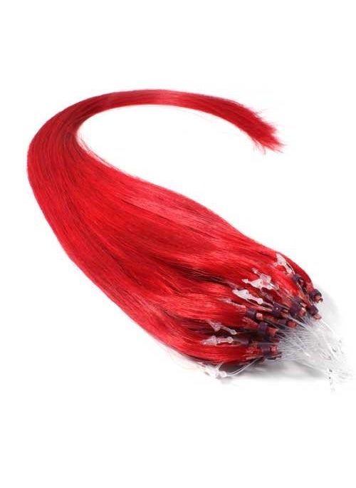 Hair De Ville - 25 Strands 22 Easy Micro Loop Links Ring Beads100 Human Hair Extensions 1 g Each  Red - Image 1