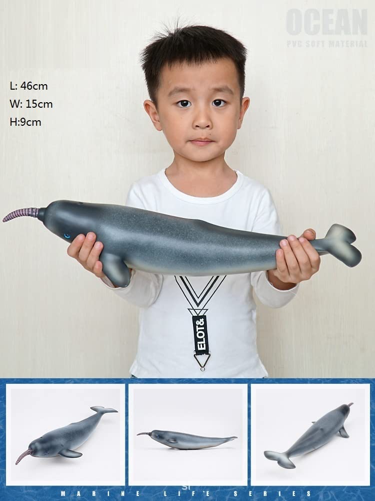 SmilerSmile Simulated Ocean Big Animal, One pc 15Inch Soft Filled Rubber Sea Educational Toys (Narwhale) - Image 3