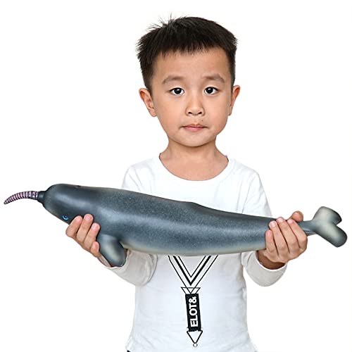 SmilerSmile Simulated Ocean Big Animal, One pc 15Inch Soft Filled Rubber Sea Educational Toys (Narwhale) - Image 1
