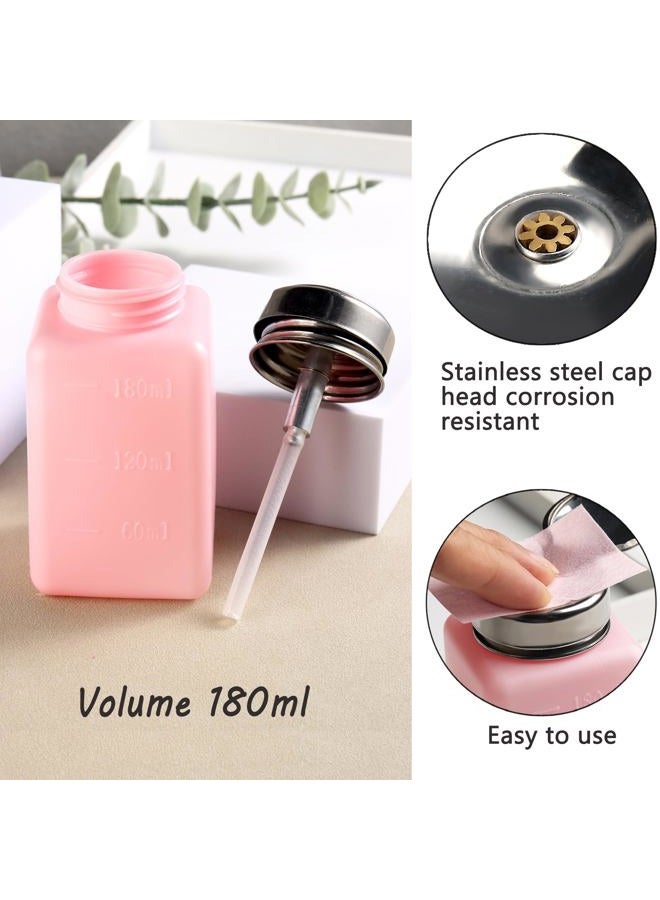 FSpronail Pump Bottle Dispenser 180ml Metal Push Down Pump Dispenser 200Pcs Lint Free Nail Wipes Alcohol Dispenser Eye Makeup Remover Pump Push Down Empty Bottle Nail Polish Remover Bottle - Image 3
