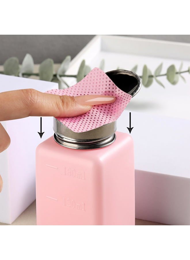 FSpronail Pump Bottle Dispenser 180ml Metal Push Down Pump Dispenser 200Pcs Lint Free Nail Wipes Alcohol Dispenser Eye Makeup Remover Pump Push Down Empty Bottle Nail Polish Remover Bottle - Image 2