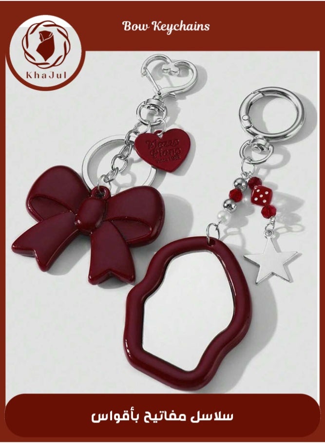 KHAJUL Bag Charms for Handbags Purse Charms Cute Heart Bow Keychain Y2k Mirror Keychain Accessories Birthday Gifts for Women - Image 1