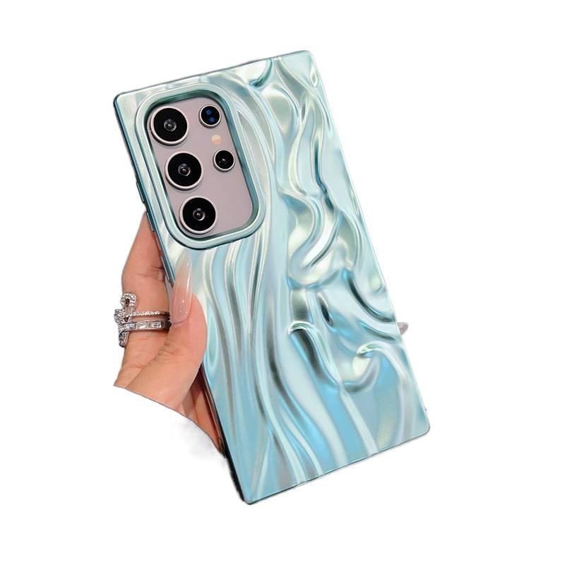 غطاء واقي بTPU باللون أخضر من مادة TPU لـ iPhone 16 / 16 Plus / 16 Pro / 16 Pro Max مع نمط التجاعيد ولمسة طلاء كهربائي مع مقاوم للصدمات مع لمسة غير لامعة مع حماية من السقوط - Image 1