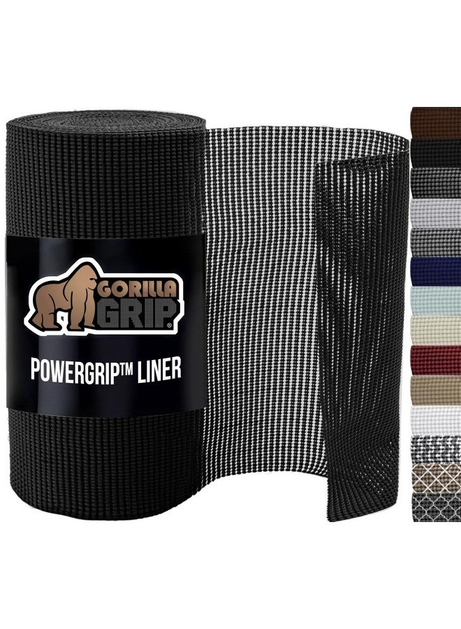 GORILLA GRIP powerGRIP Drawer Shelf and Cabinet Liner, Thick Strong Hold, Non-Adhesive Liners Protect Kitchen Cabinets and Cupboard, Bathroom Drawers, Easy Install, Breathable Mat, 12" x30', Black - Image 1
