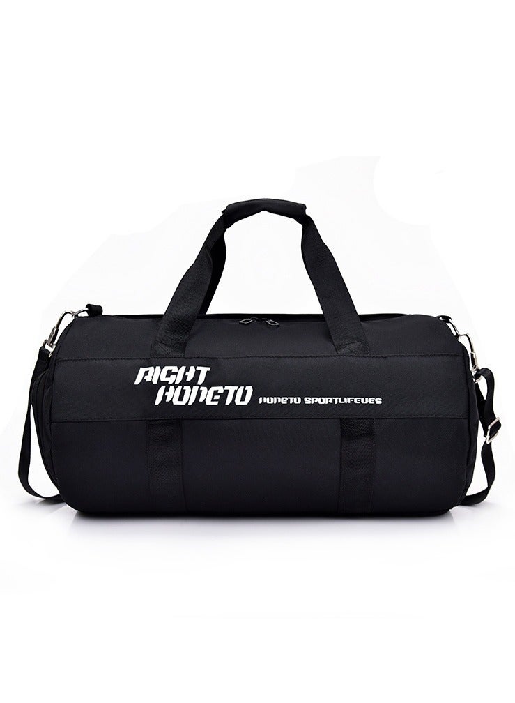 إسكدنيا Large Capacity Letter Printed Luggage Bag Travel Bag Sports And Fitness Bag Black