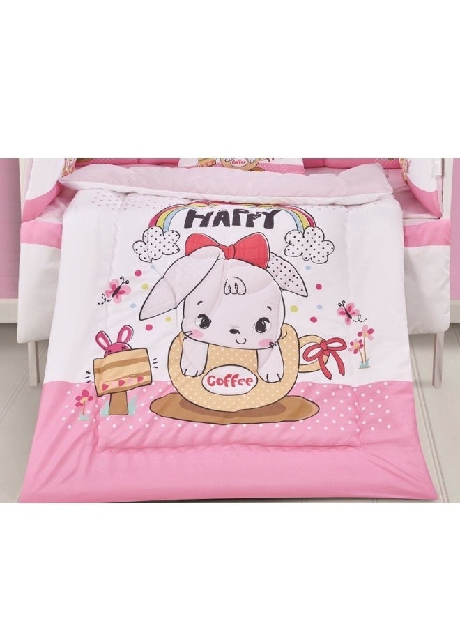 سمارت هوم طقم مفارش سرير أطفال ، مفرش حواجز طقم مكون من لحاف اطفال مقاس 90X145 سم شرشف مطاط 110X160 سم مخده مقاس 35X45 سم حواجز مقاس 33X130 سم حواجز مقاس 33X330 سم  - Image 4