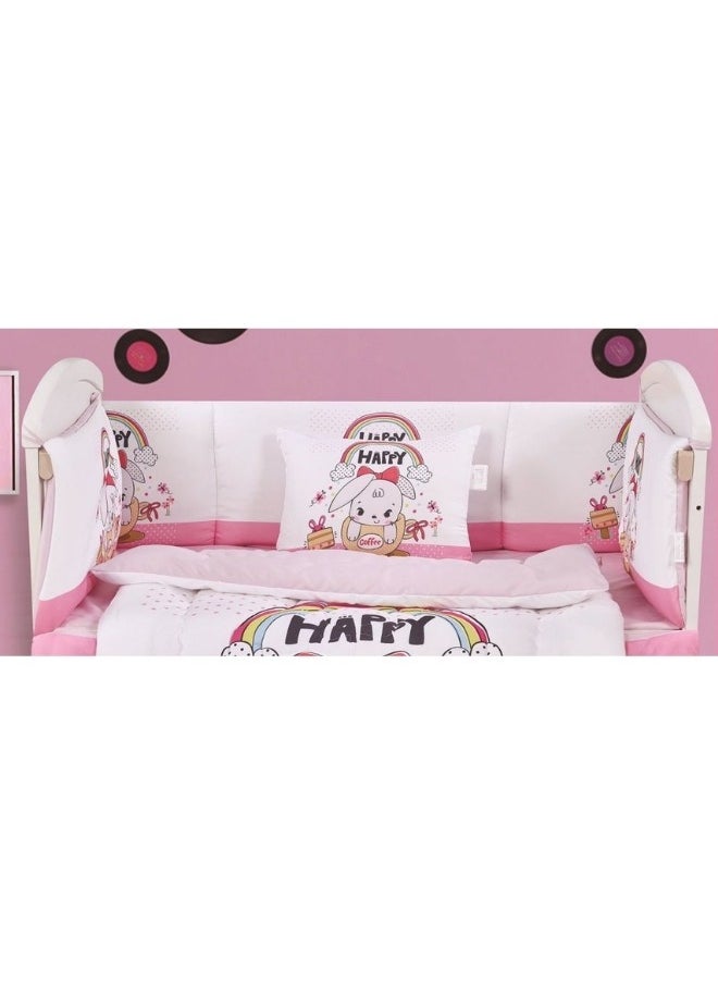 سمارت هوم طقم مفارش سرير أطفال ، مفرش حواجز طقم مكون من لحاف اطفال مقاس 90X145 سم شرشف مطاط 110X160 سم مخده مقاس 35X45 سم حواجز مقاس 33X130 سم حواجز مقاس 33X330 سم  - Image 5