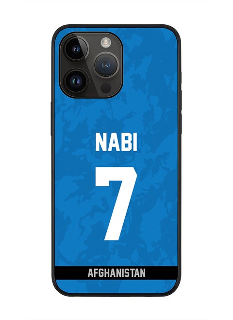 Rugged Black Edge Case iPhone 14 Pro Max, Slim fit Soft Case Flexible Rubber Edges Thin Cover - Player Name - Mohammad Nabi, Jersey Number- 7