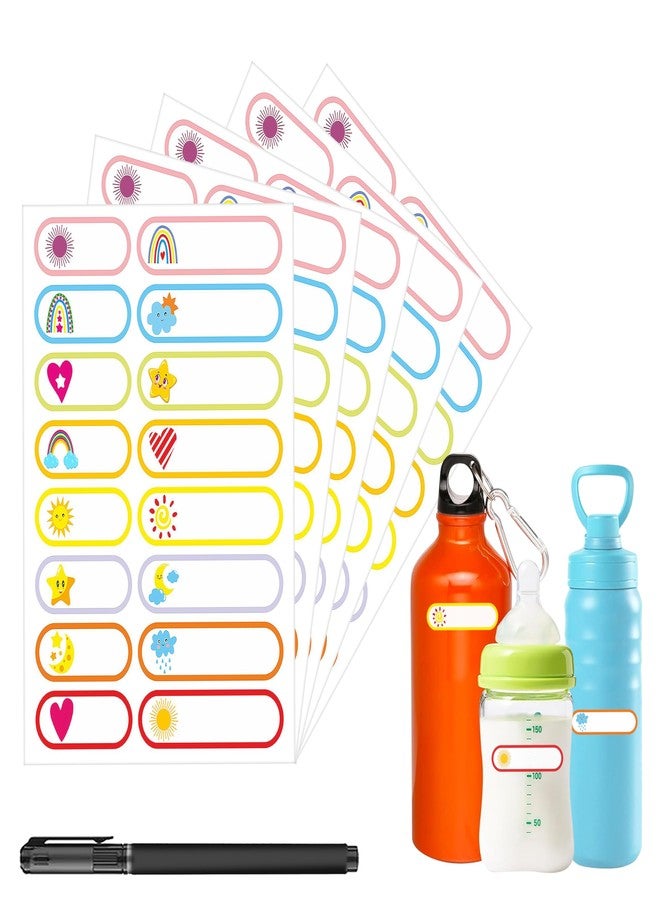 GLUN® 320 Waterproof Label Name Stickers (20 Sheets) Durable for Kids Bottles, Lunch, Clothes, Kitchen, Pantry & More Pack of 2, 20 Labels - Image 1