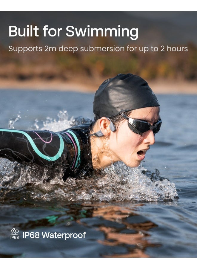 شوكز سماعات أذن رياضية بتقنية توصيل العظام Openswim Pro، مقاومة للماء IP68، سماعات أذن لاسلكية مفتوحة مع بلوتوث 5.4، سعة تخزين 32 جيجابايت من MP3، ميكروفونات لإلغاء الضوضاء، وقت تشغيل 9 ساعات للجري والسباحة - Image 3
