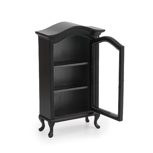 Cutemini Dollhouse Furniture Display Shelf 112 Scale Miniature Bookshelf Cabinet Decoration Classic Wooden Mini Storage for Mini Artificial House Accessories Black - Image 5