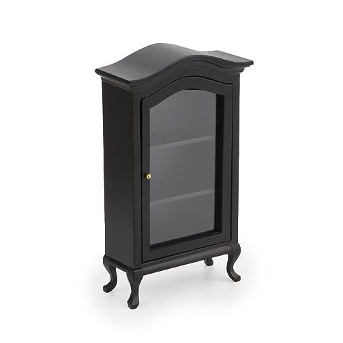 Cutemini Dollhouse Furniture Display Shelf 112 Scale Miniature Bookshelf Cabinet Decoration Classic Wooden Mini Storage for Mini Artificial House Accessories Black - Image 1