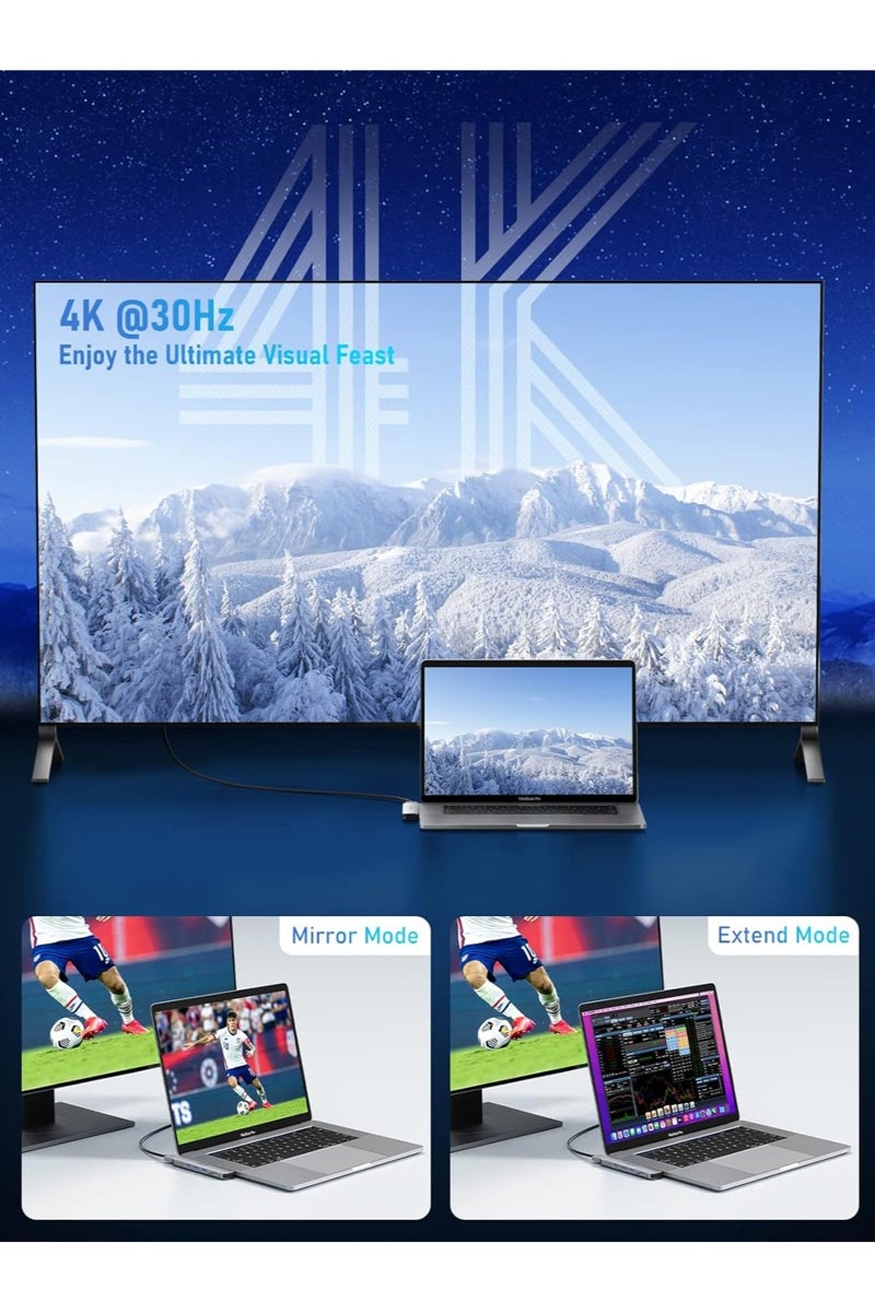 ليموريلي موزع USB C لأجهزة MacBook Pro/Air 2025-2018 M1 M2 M3 M4 13" 15" 16"، موزع محول متعدد المنافذ 7 في 2 مع دونجل Mac مع HDMI بدقة 4K، 3 منافذ USB 3.0، SD/TF 3.0، 100 واط PD 40Gbps Thunderbolt 3/4 - Image 3