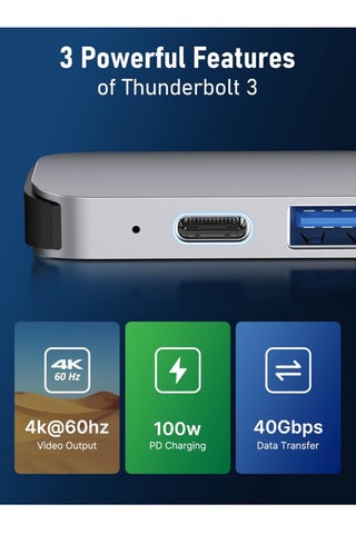 USB C Hub for MacBook Pro/Air 2025-2018 M1 M2 M3 M4 13" 15" 16", 7 in 2 Multiport Adapter Hub Mac Dongle w/4K HDMI, 3 USB 3.0, SD/TF 3.0, 100W PD 40Gbps Thunderbolt 3/4 - view 5