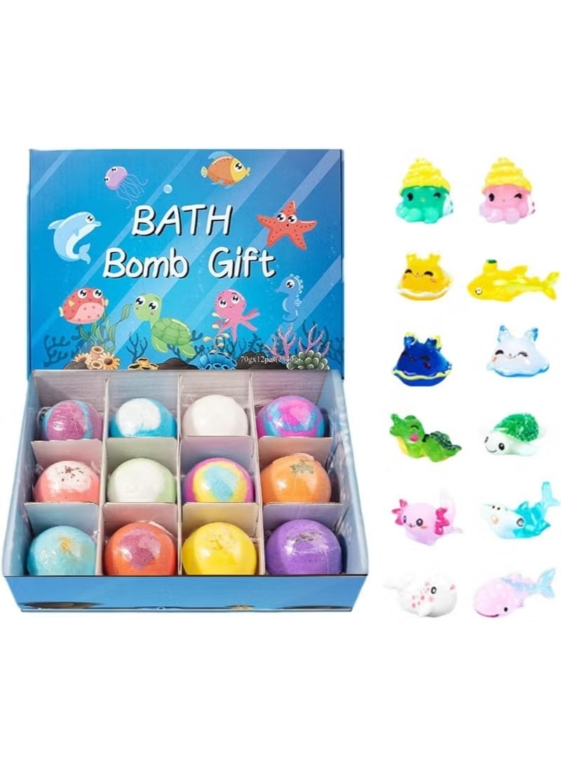 Bath 12 Pieces  Bombs for Kids, Handmade  Bombs with Surprise Toys Inside, Soda Salt Balls, Natural Organic Earth and Sea Bubble s Fizzy Toys to Moisturize Dry Skin for Boys and Girls - Image 1