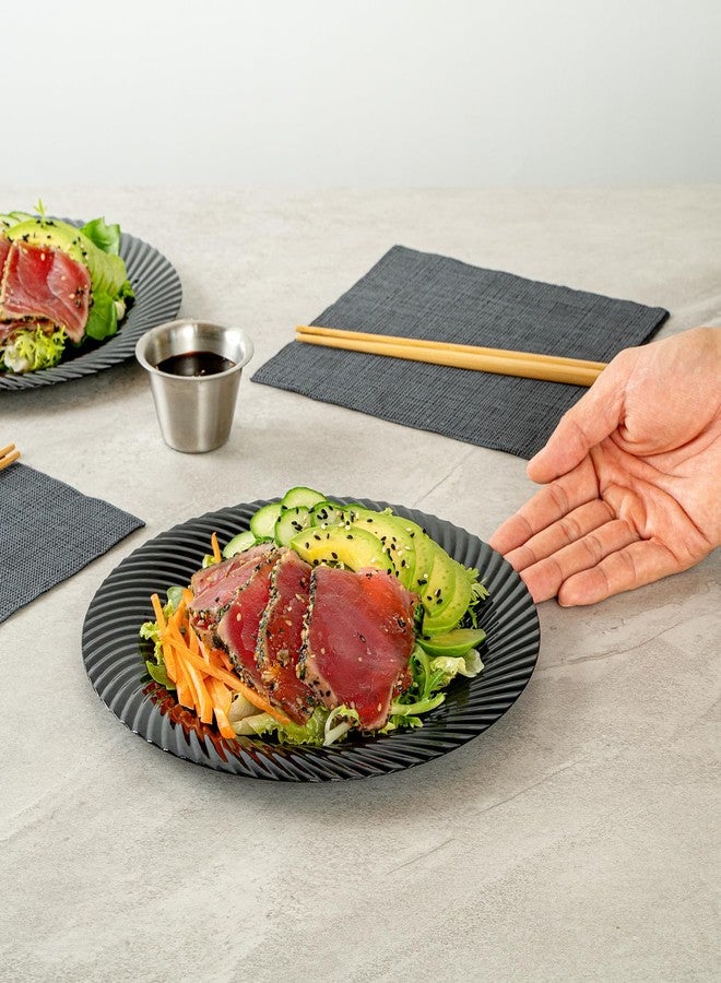 Restaurantware Moderna 9 Inch Premium Disposable Plates, 40 Round Plastic Plates For Parties - Wave Pattern, Heavy-duty, Black Plastic Dinner Plates, For Warm And Cold Foods, Ideal For Cafes - Image 4