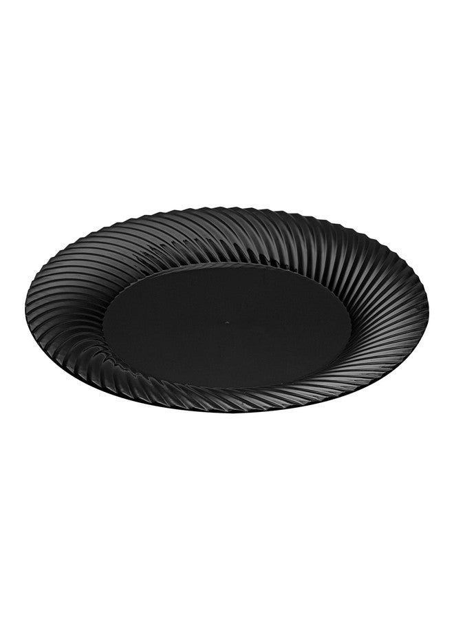 Restaurantware Moderna 9 Inch Premium Disposable Plates, 40 Round Plastic Plates For Parties - Wave Pattern, Heavy-duty, Black Plastic Dinner Plates, For Warm And Cold Foods, Ideal For Cafes - Image 2