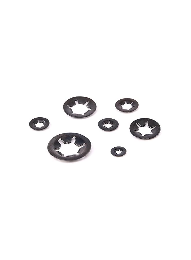 Hilitchi [7-Size] Internal Tooth Starlock Washers Quick Speed Locking Washers Push On Speed Clips Fasteners Assortment Kit, Black Oxide Finish - 280 Piece - Image 3