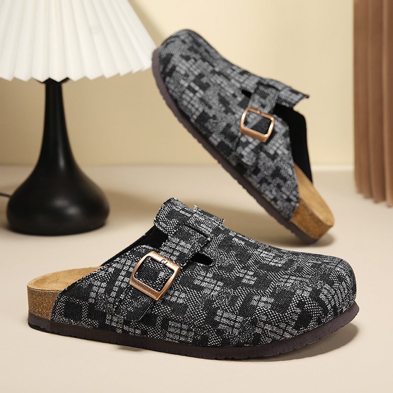أزواج شعبية الشتاء Birkenstock-النمط الأحذية، الرجال مغلقة إصبع القدم كورك-سولد الحذاء، النساء كوريا-النمط المألوفة في الهواء الطلق نصف الحذاء - Image 2