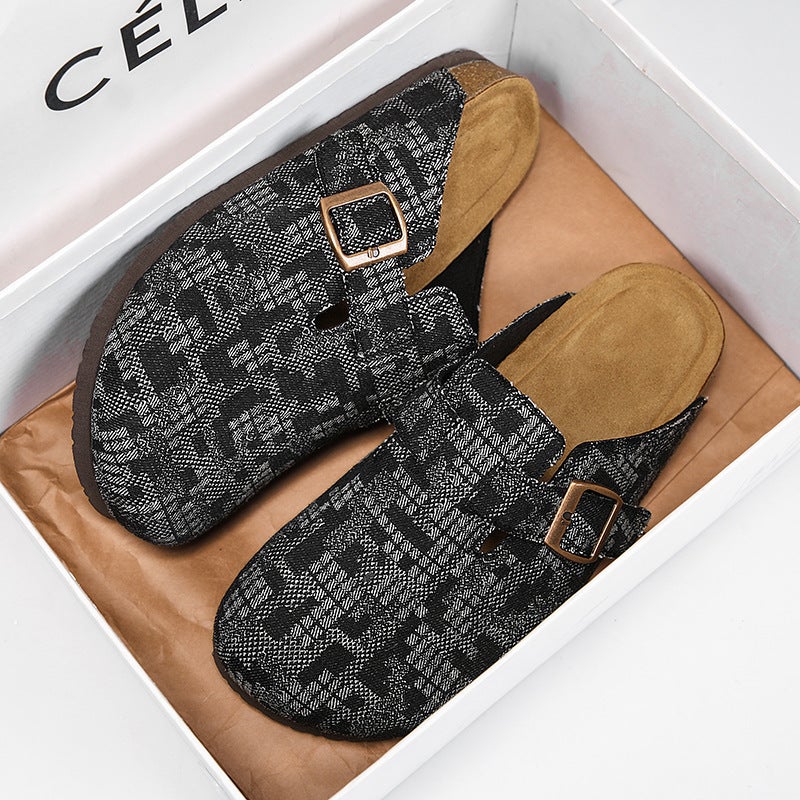 أزواج شعبية الشتاء Birkenstock-النمط الأحذية، الرجال مغلقة إصبع القدم كورك-سولد الحذاء، النساء كوريا-النمط المألوفة في الهواء الطلق نصف الحذاء - Image 3
