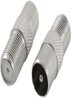 F Female to Pal Male TV Satellite Antenna RF Coax Adapter (9.5mm, Silver)