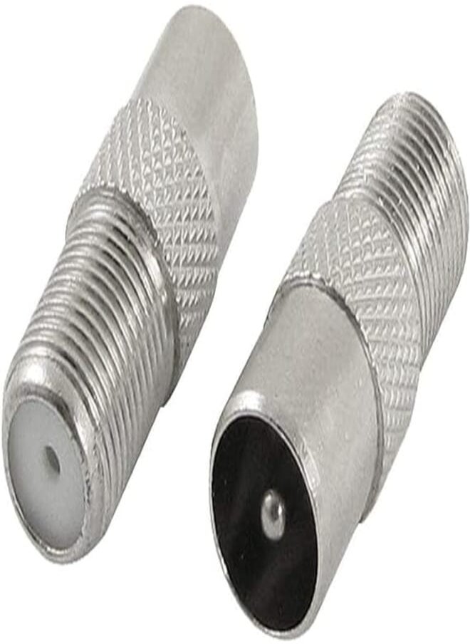 XO - F Female to Pal Male TV Satellite Antenna RF Coax Adapter (9.5mm, Silver) - Image 1
