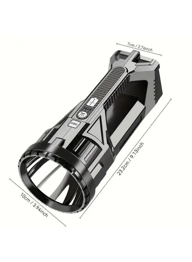 مصباح LED أسود فائق السطوع قابل لإعادة الشحن عبر USB 1200 مللي أمبير شعاع طويل المدى محمول للتخييم والمشي ورحلات الطوارئ - Image 4