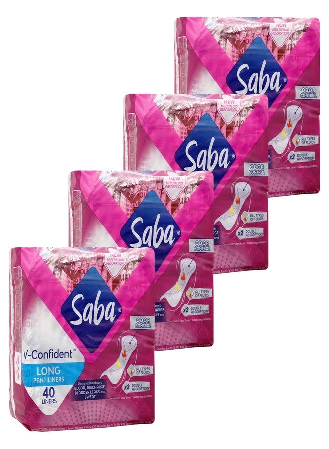 Saba Kombucha SABA V-Confident Long Daily Liner Panty Liners, Extra Long Protection, 4-Pack of 40 Pads (160 Count - Image 1