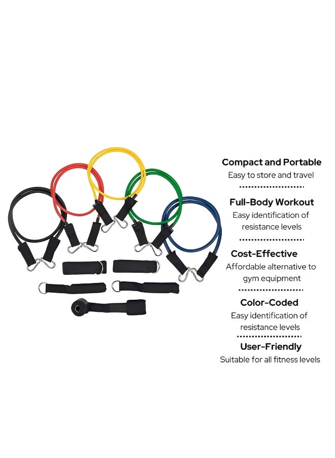 H PRO HM Sports 11 Pcs Resistance Band Set for Home and Full Body Workout - Image 2