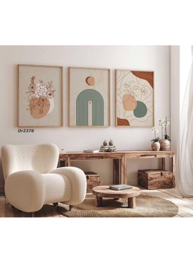 مجموعة لوحات طباعة خشبية بتقنية PVC مع إطار أكريليك – تصميم عصري بأبعاد 60×120 سم    DR2378