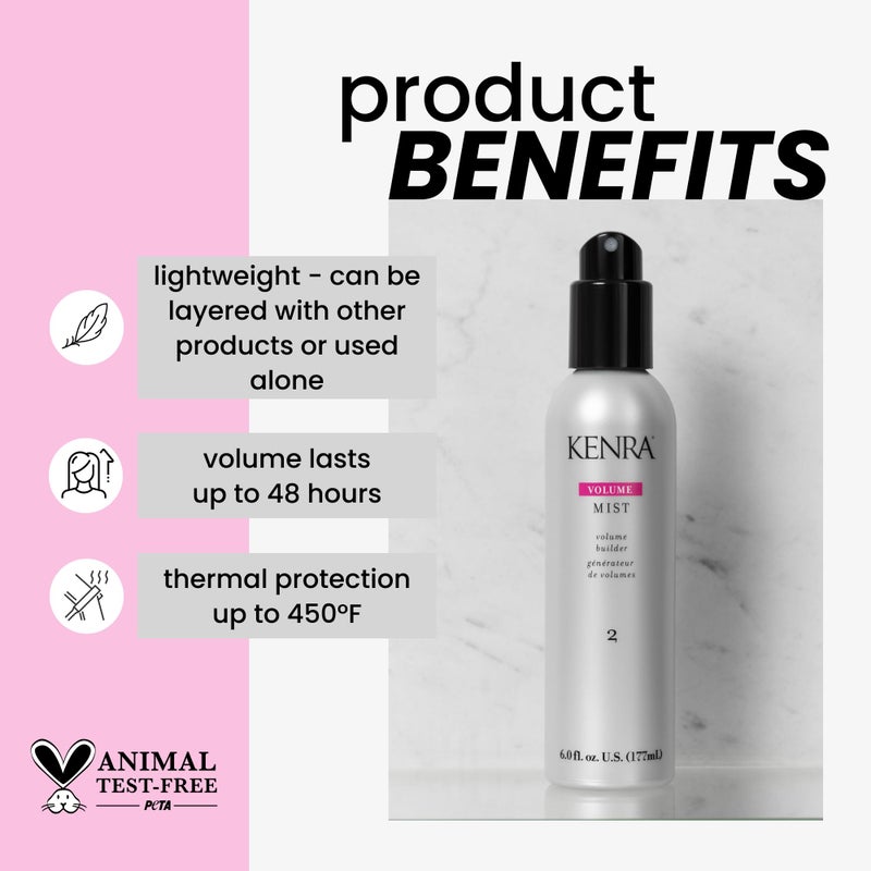 Kenra Professional Volume Mist 2 | Volume Builder | Lightweight, Fine Mist | Low Hold, Flexible Finish | Thermal Protection | Volume That Lasts Up To 48 hours | All Hair Types | 6 fl. oz. - Image 2