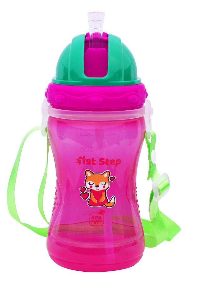 1st Step 360 Ml Polypropylene Bpa Free Sport Straw Sipper Cup With Detachable Straps And Straw Lid (Pink) - Image 1
