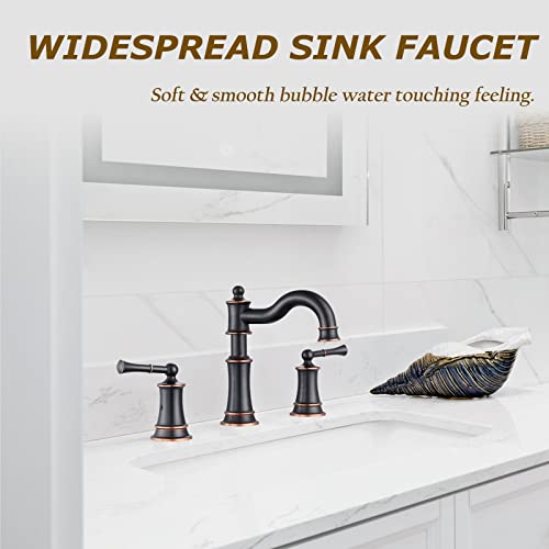 WINKEAR Roman Bathroom Sink Faucet Deck Mount or Wall Mount Installation Popup Drain Assembly with Overflow Deck Plate and Water Supply Lines Included 3 Hole Deck Mount ORB - Image 3