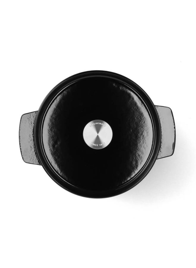 KitchenAid Cast Iron Round Casserole with Lid Onyx Black 22cm CC006058-001 - Image 2