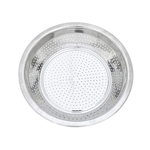 RBY Stainless Steel Rice Strainer Chalna Chalni Bowl for Washing Draining Rice Wheat Pasta Noodles Macaroni Vegetables Fruits – Multipurpose Rinsing Bowl with Fine Holes Food Grade Steel- 11 inch - Image 1